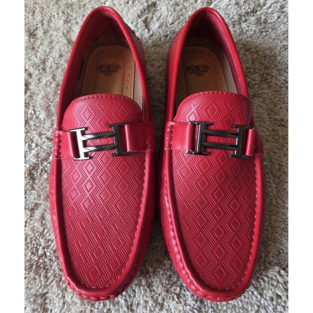 ROYAL SHOES Men's Red Moccasins Driving Loafers Shoes  Size 11 ~EUC ~